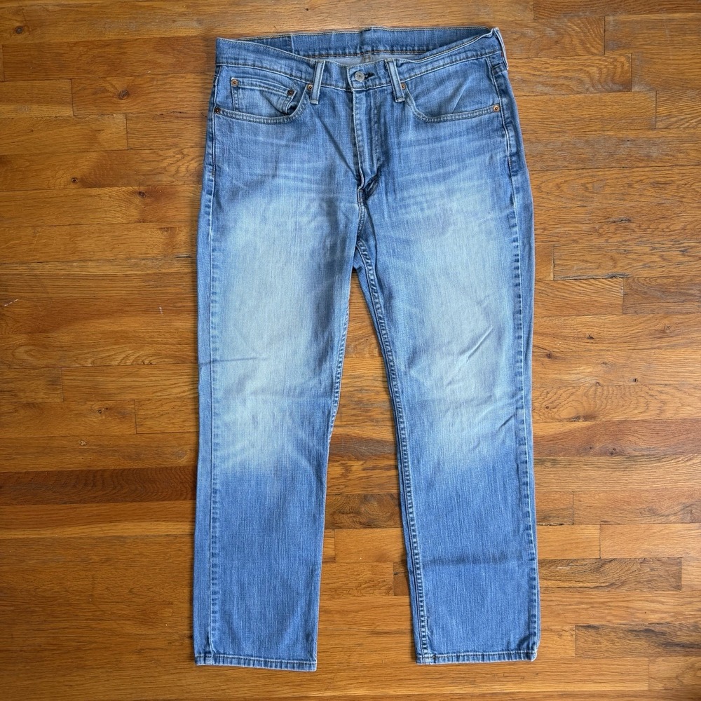 Levis 514 Slim Straight Mens Jeans 34x30 Medium Wash Blue Denim 100% Cotton